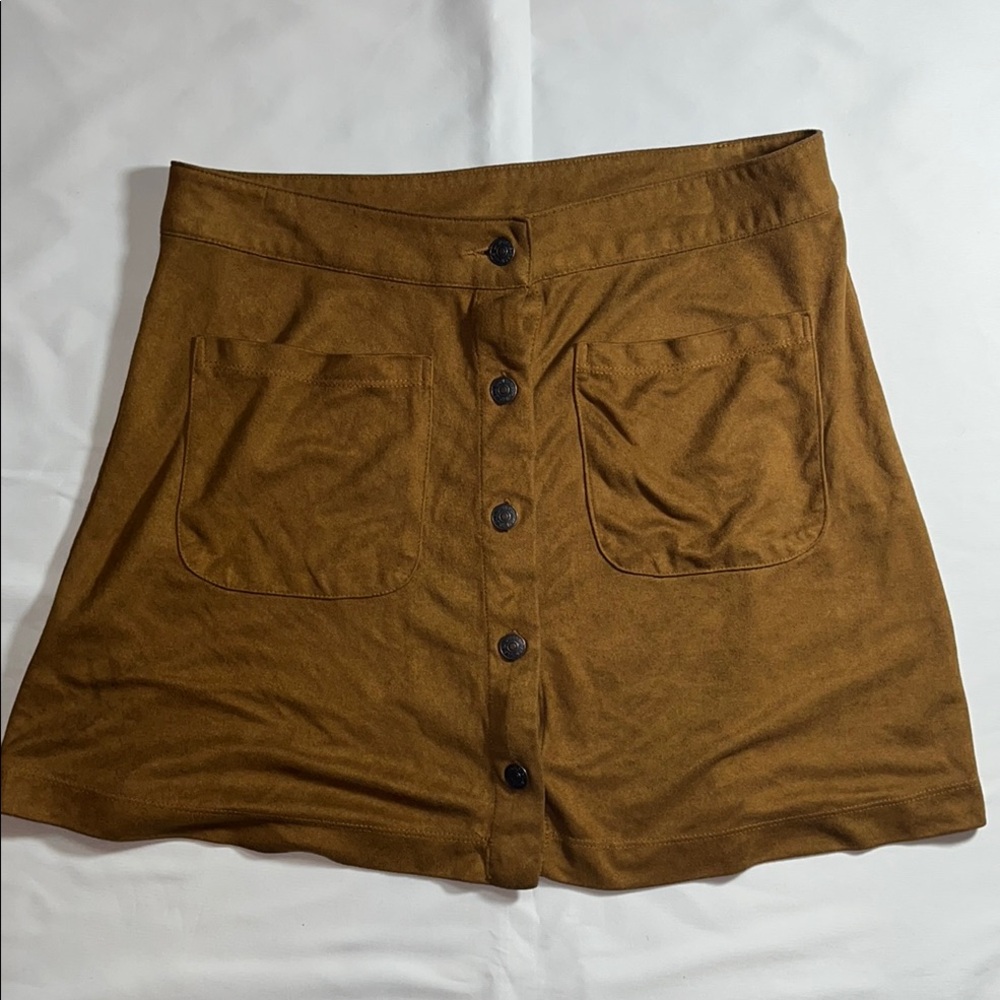 Brown Button-Front Skirt